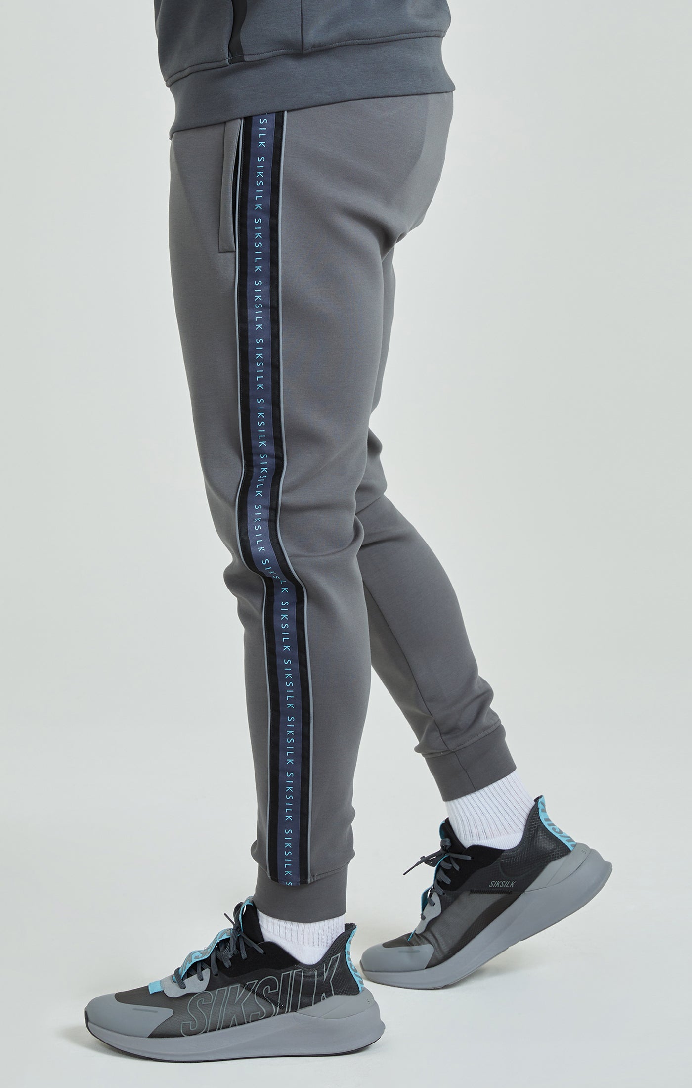 Load image into Gallery viewer, Grey Branded Tape Track Pant (2)