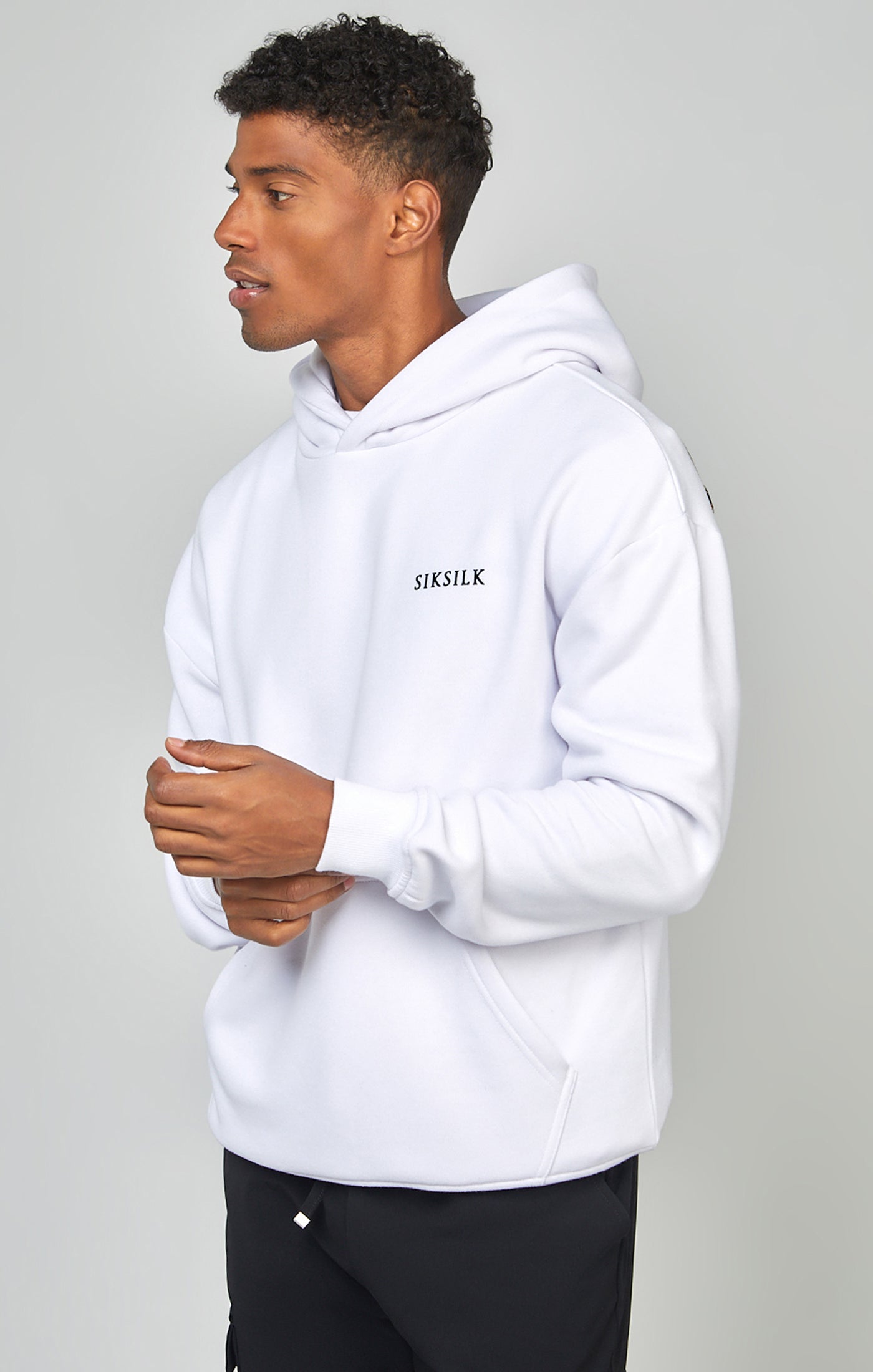 Load image into Gallery viewer, White Rhinestone Logo Oversized Fit Overhead Hoodie (1)