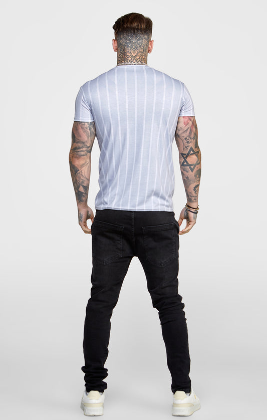 Grey Striped Muscle Fit T-Shirt