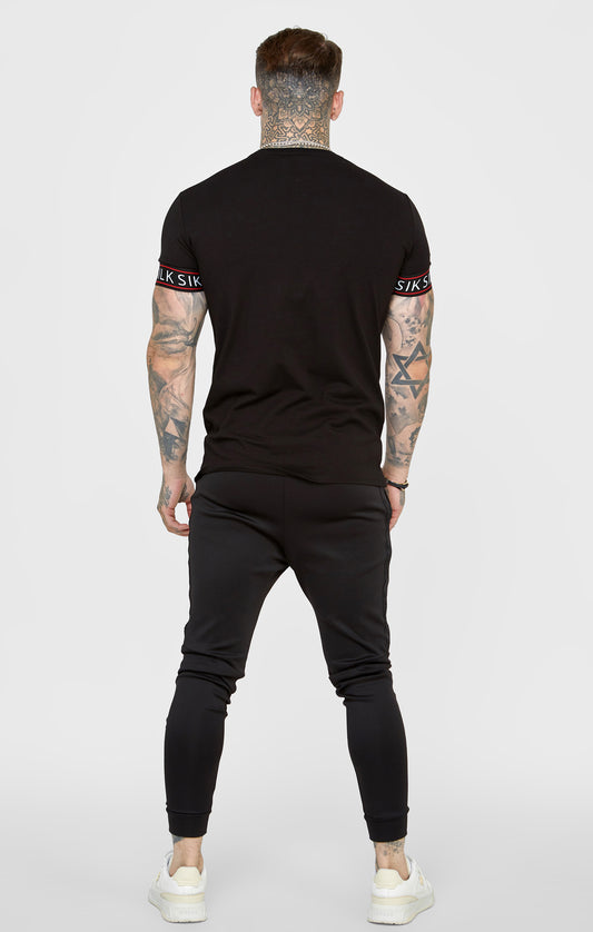 Black Taped Elasticated Cuff T-Shirt