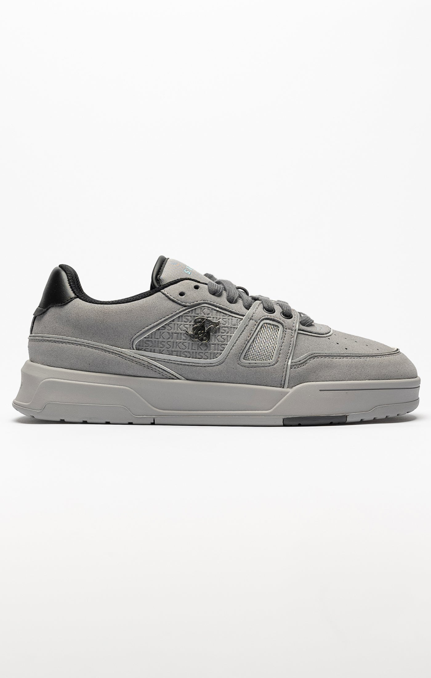 Load image into Gallery viewer, Grey Mixed Material Low Top Court Trainers
