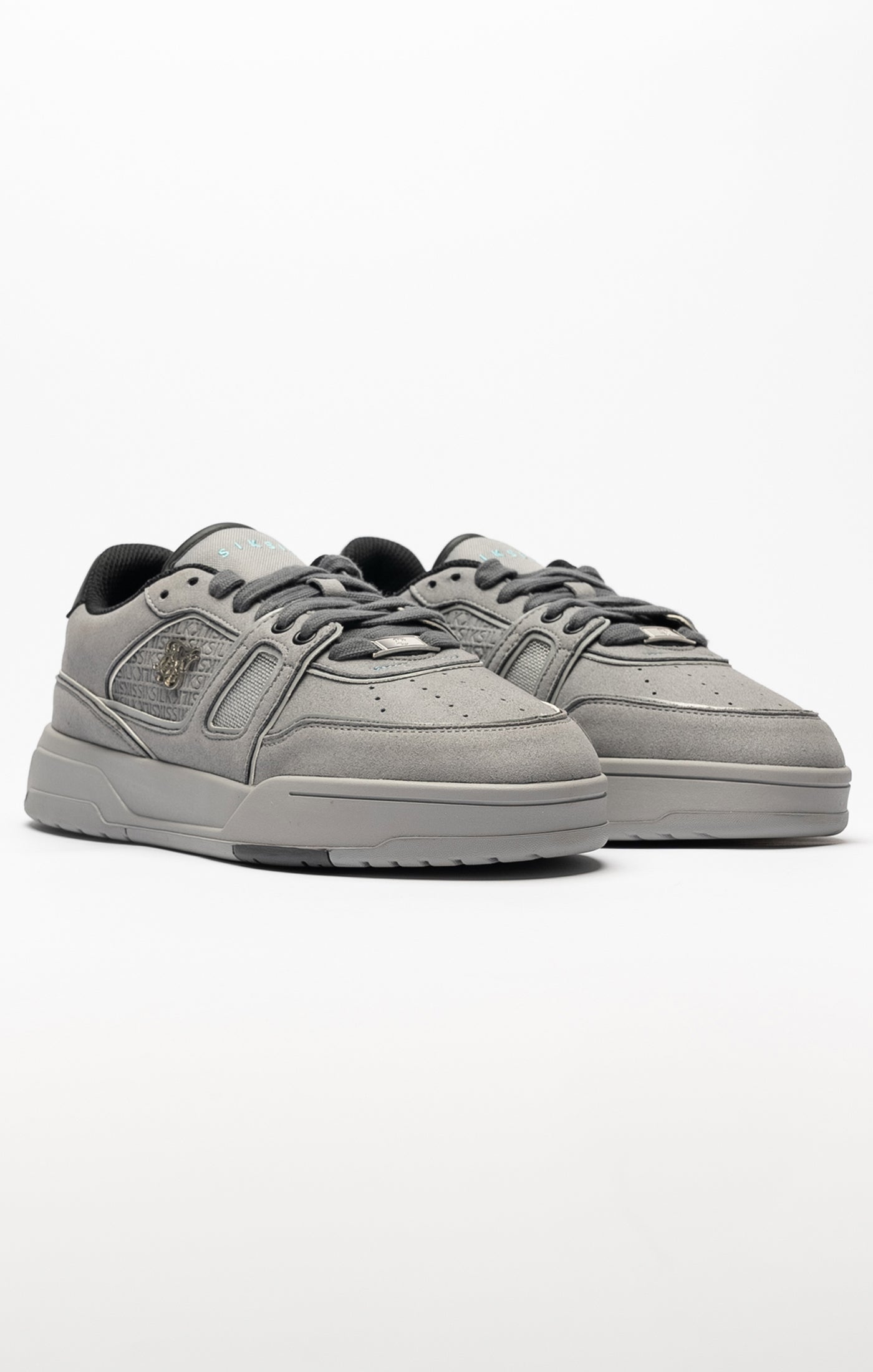 Load image into Gallery viewer, Grey Mixed Material Low Top Court Trainers (3)