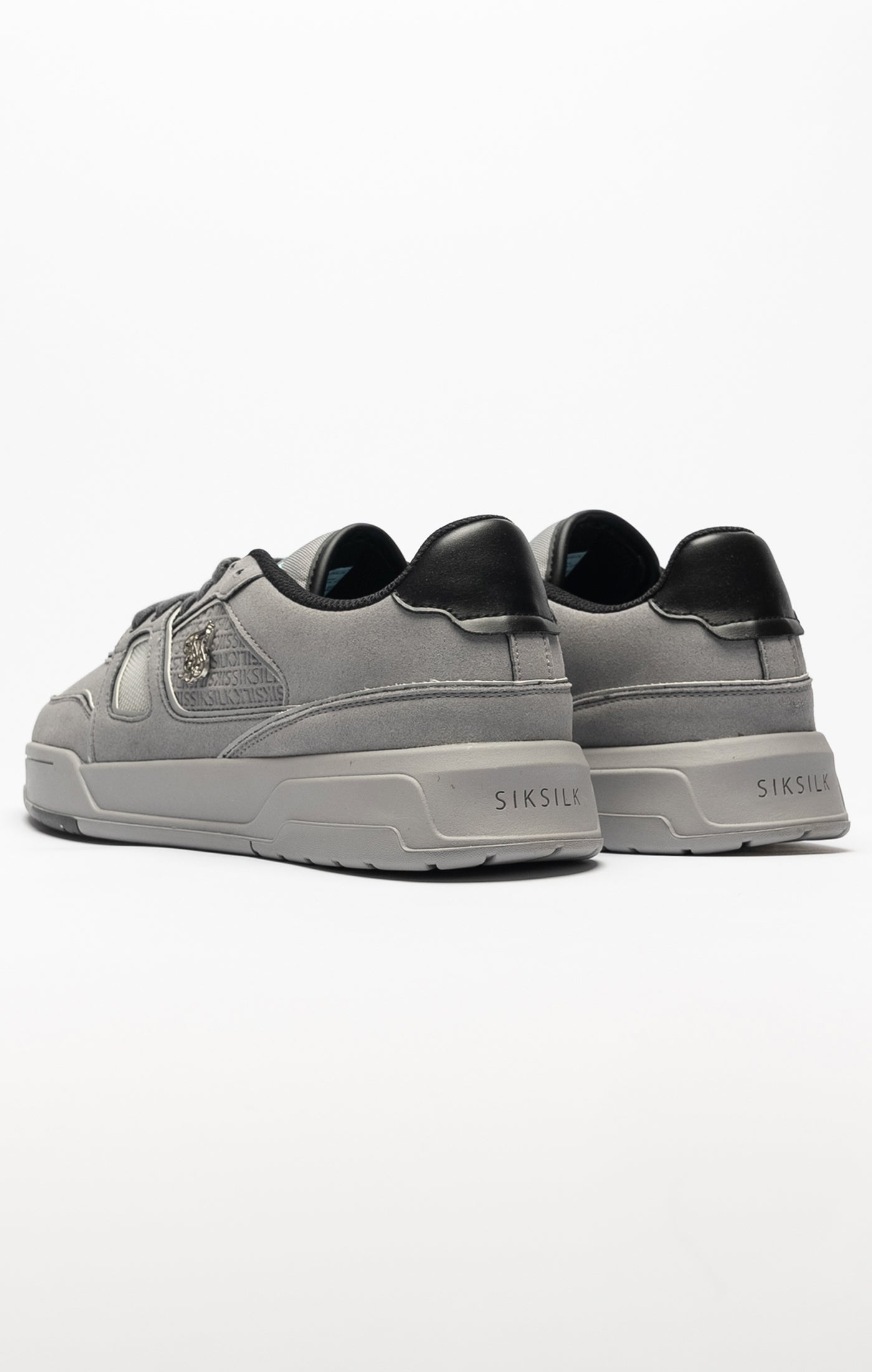 Load image into Gallery viewer, Grey Mixed Material Low Top Court Trainers (4)