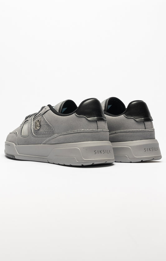 Grey Mixed Material Low Top Court Trainers