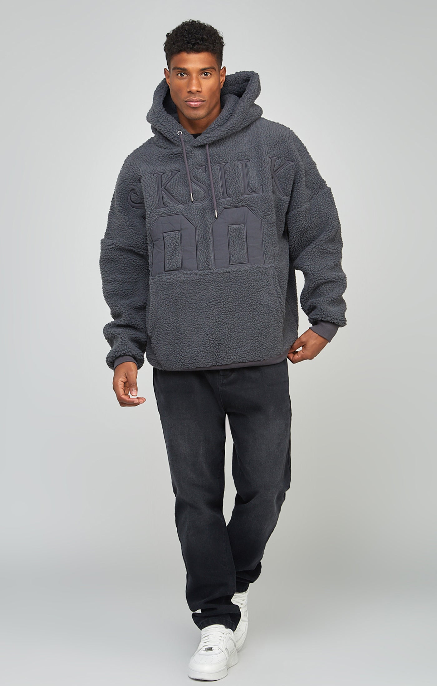 Load image into Gallery viewer, Charcoal Borg 89 Applique Overhead Hoodie (2)