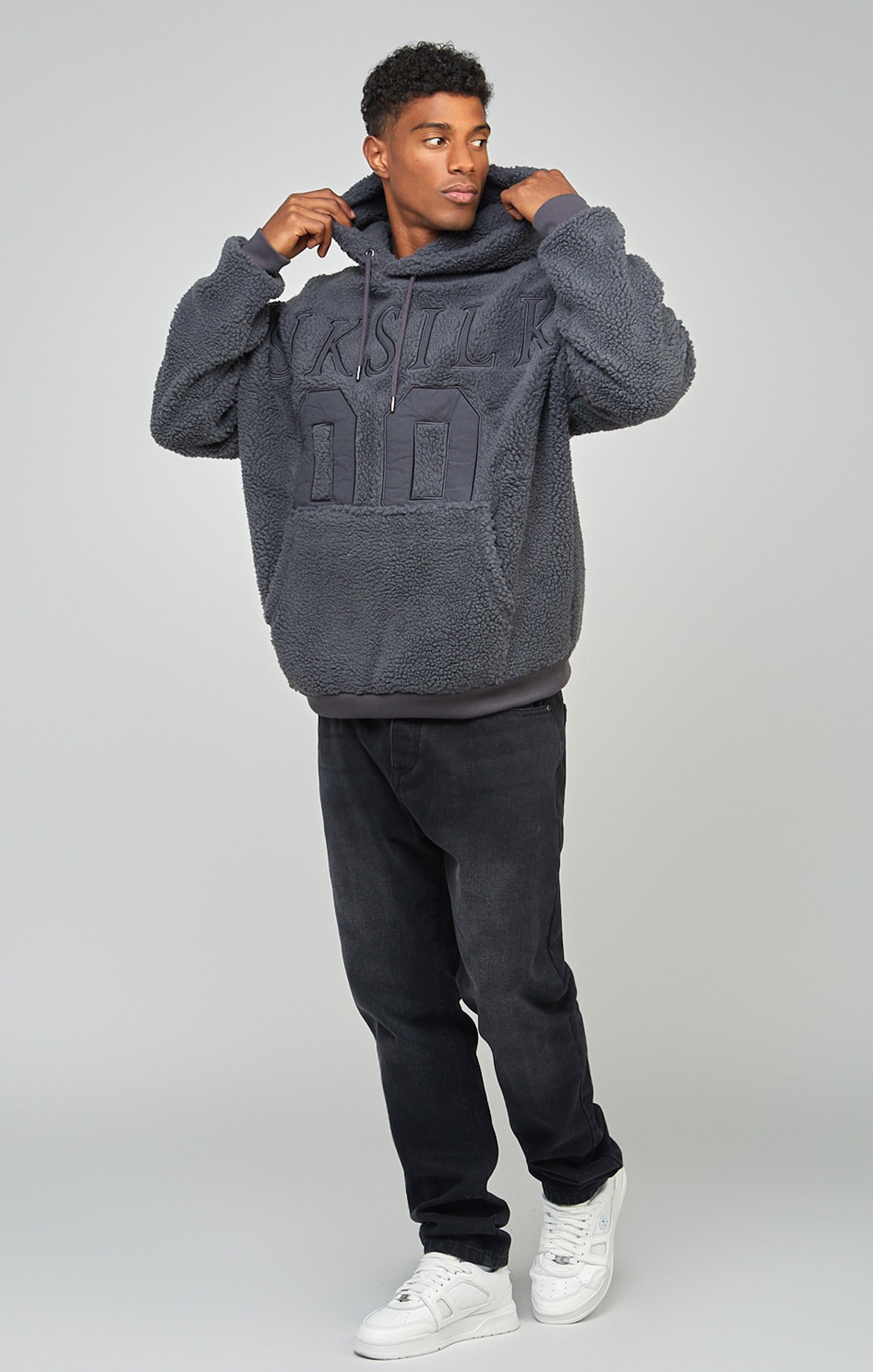 Load image into Gallery viewer, Charcoal Borg 89 Applique Overhead Hoodie (3)