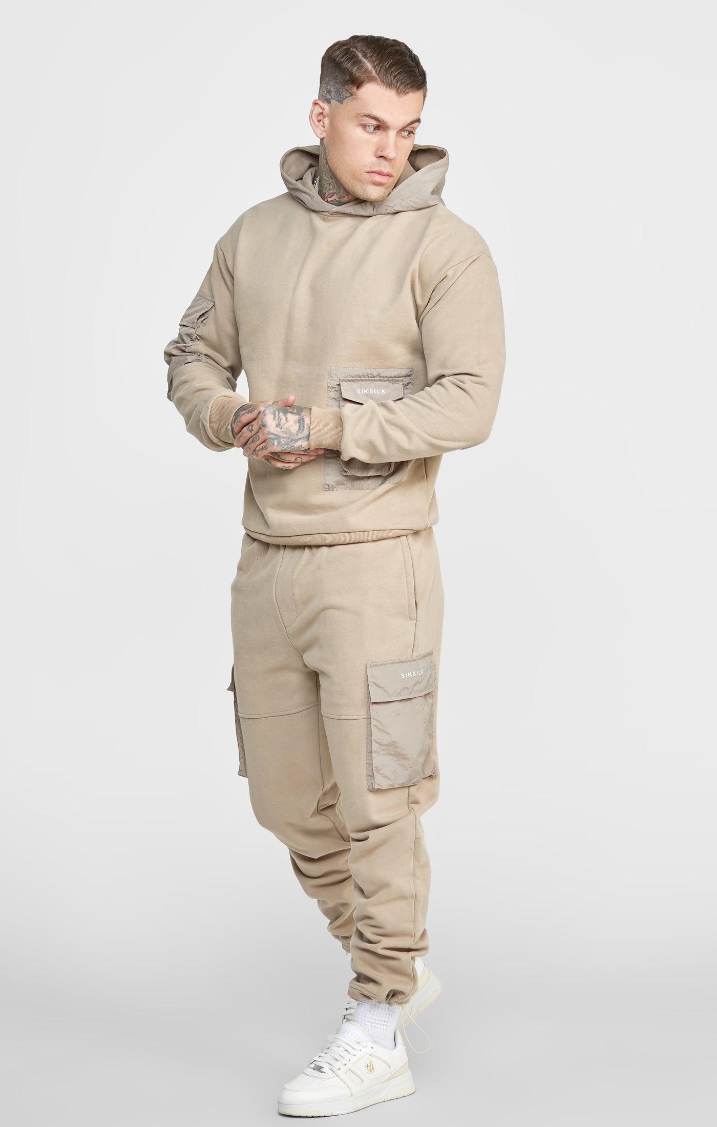 Load image into Gallery viewer, Tan Contrast Pocket Oversized Hoodie (2)