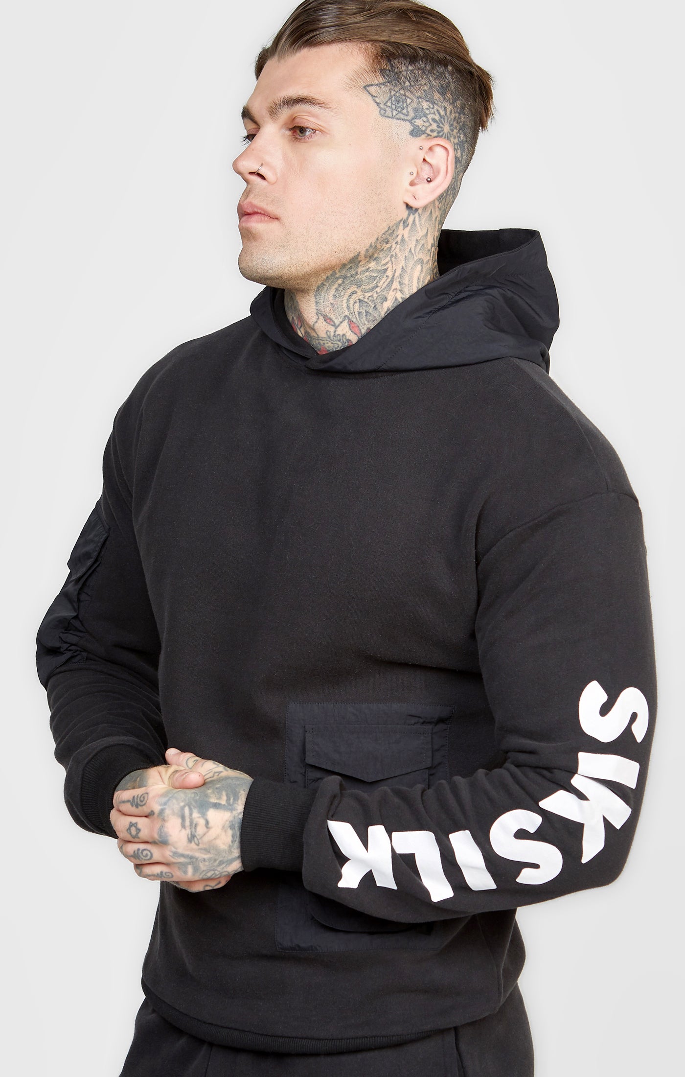 Load image into Gallery viewer, Black Contrast Pocket Oversized Hoodie