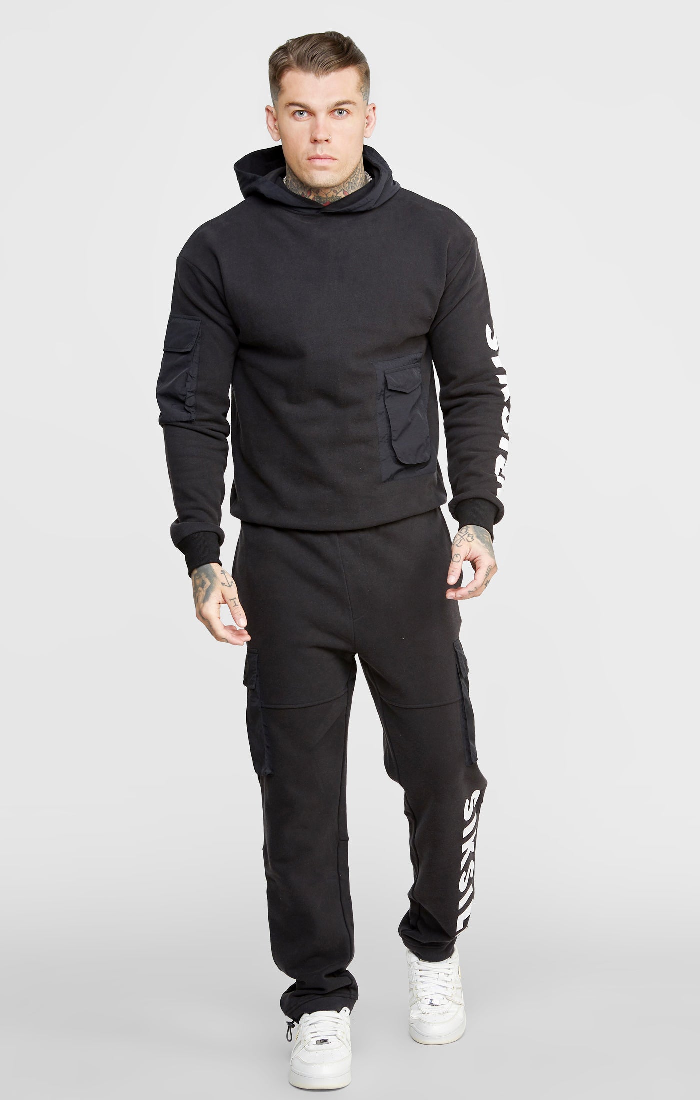 Load image into Gallery viewer, Black Contrast Pocket Oversized Hoodie (2)