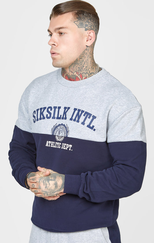 Navy Cut And Sew Oversized Sweat