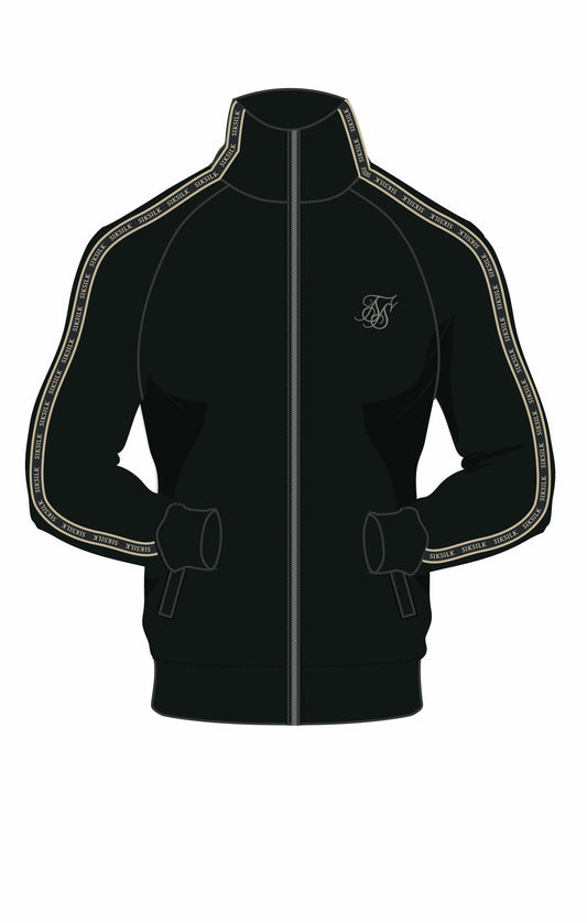 Black & Gold Relaxed Fit Taped Track Top