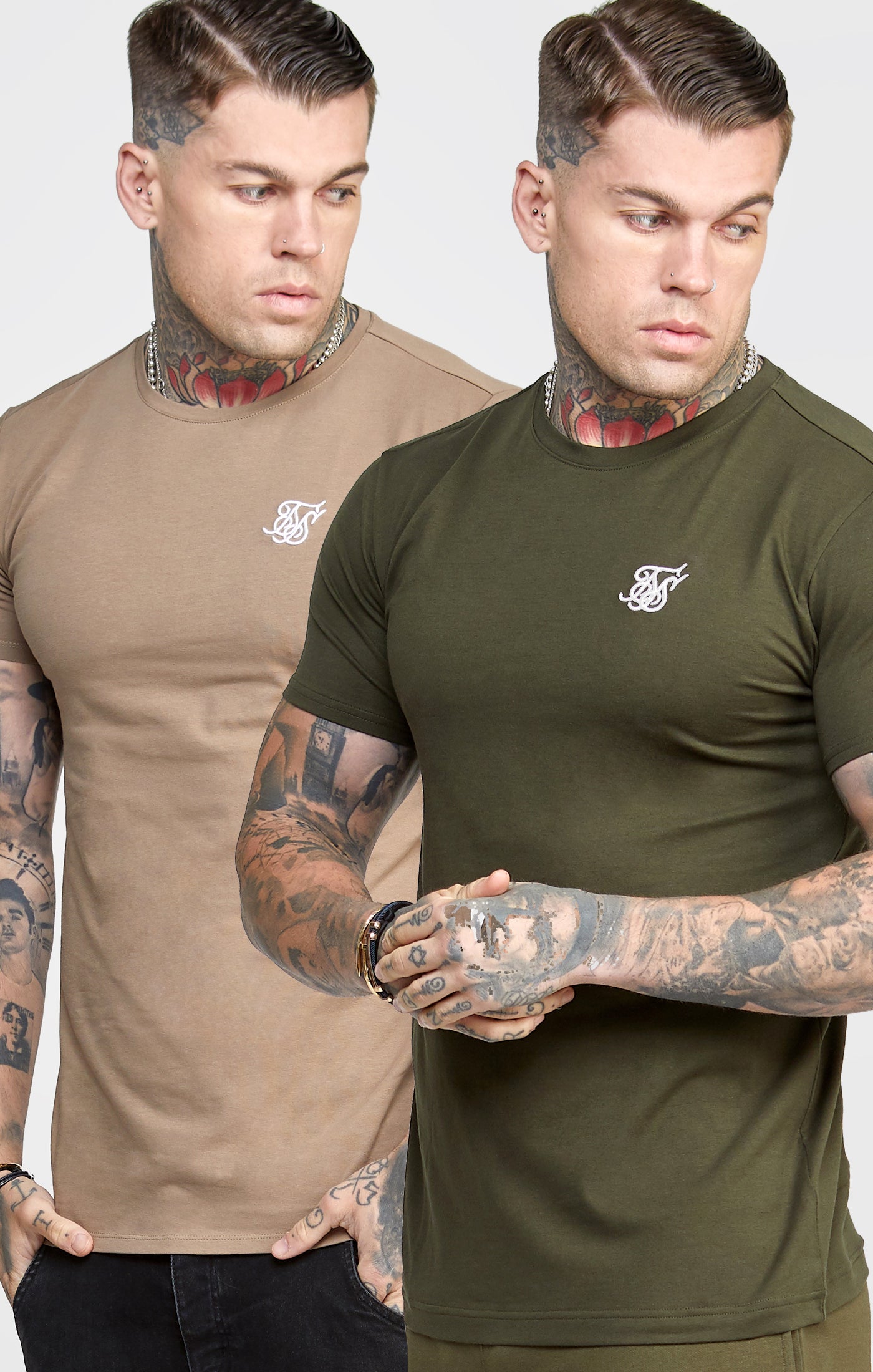 Load image into Gallery viewer, Khaki Twin Pack Muscle Fit T-Shirt