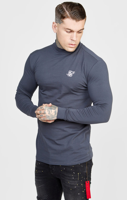 Black Twin Pack Long Sleeve High Neck Muscle Fit T-Shirt