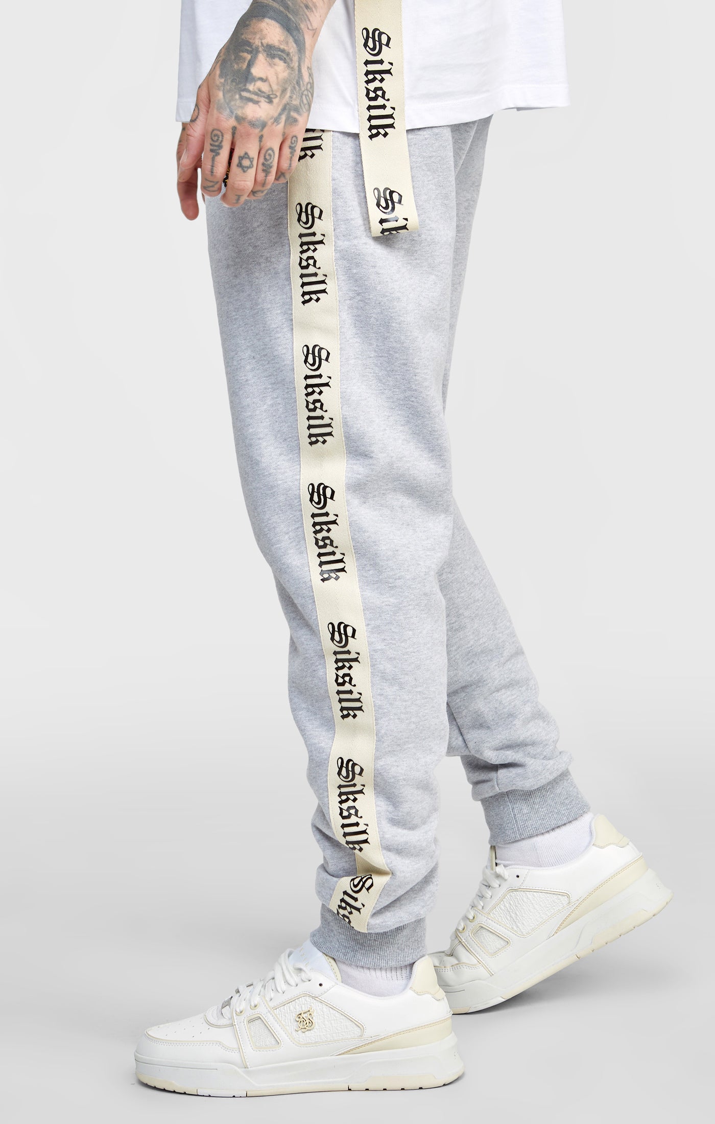 Load image into Gallery viewer, Grey Jogger Pant W Gothic Taping (1)