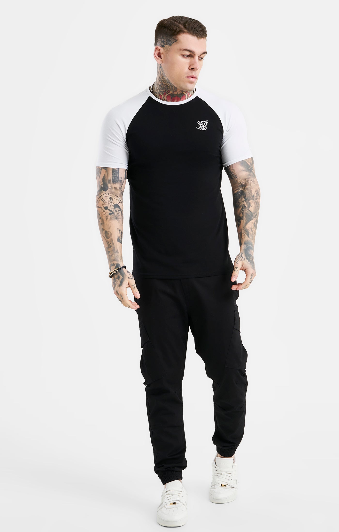 Load image into Gallery viewer, Black Raglan Muscle Fit T-Shirt (3)