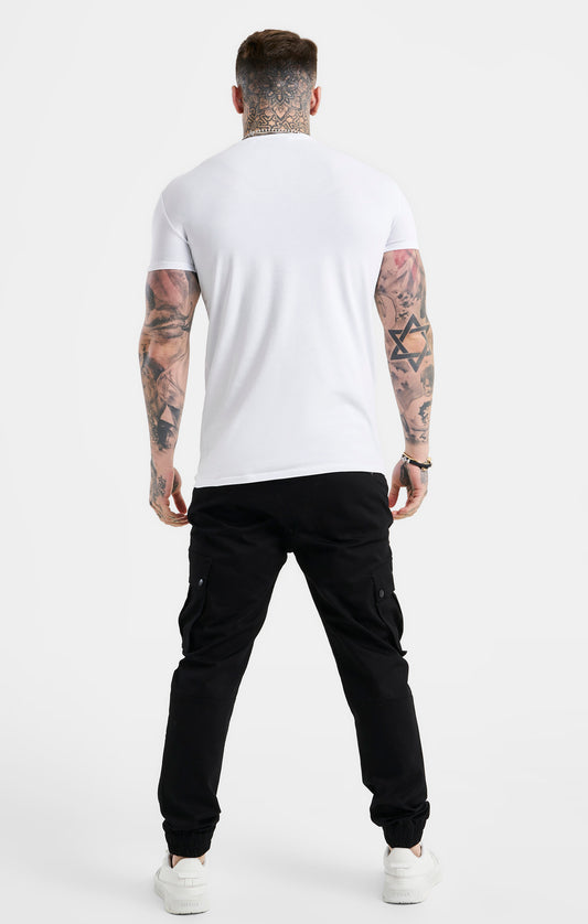 White Script Embroidery Muscle Fit T-Shirt