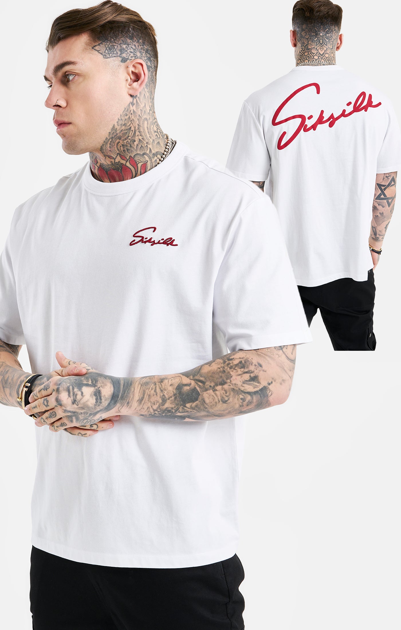 Load image into Gallery viewer, White Script Embroidery Oversized T-Shirt