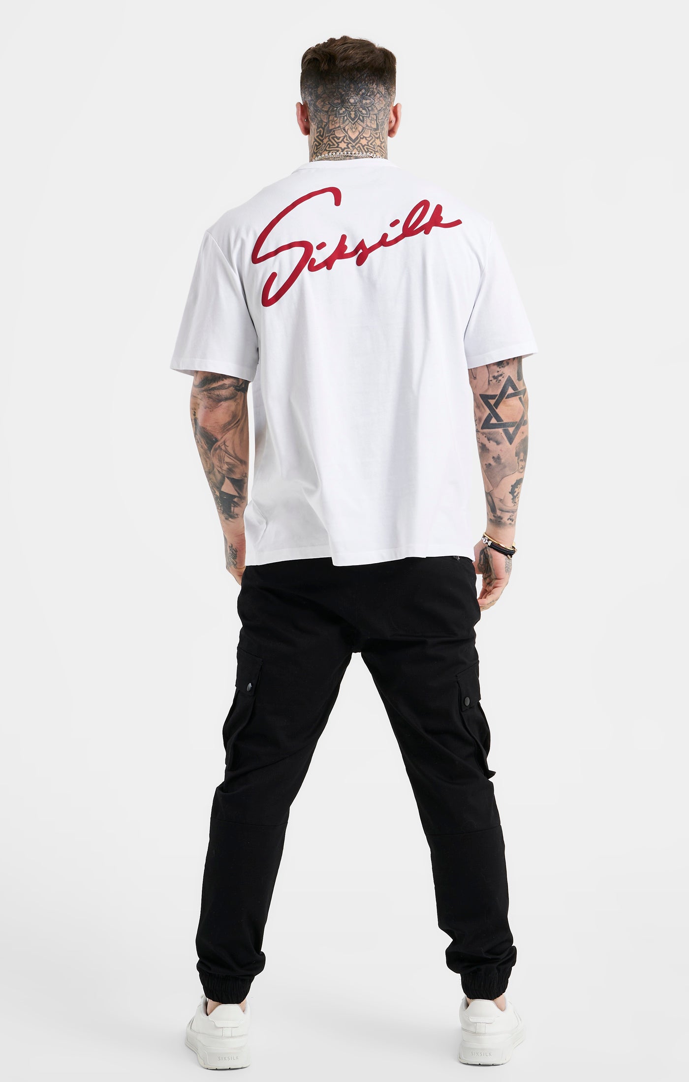 Load image into Gallery viewer, White Script Embroidery Oversized T-Shirt (5)
