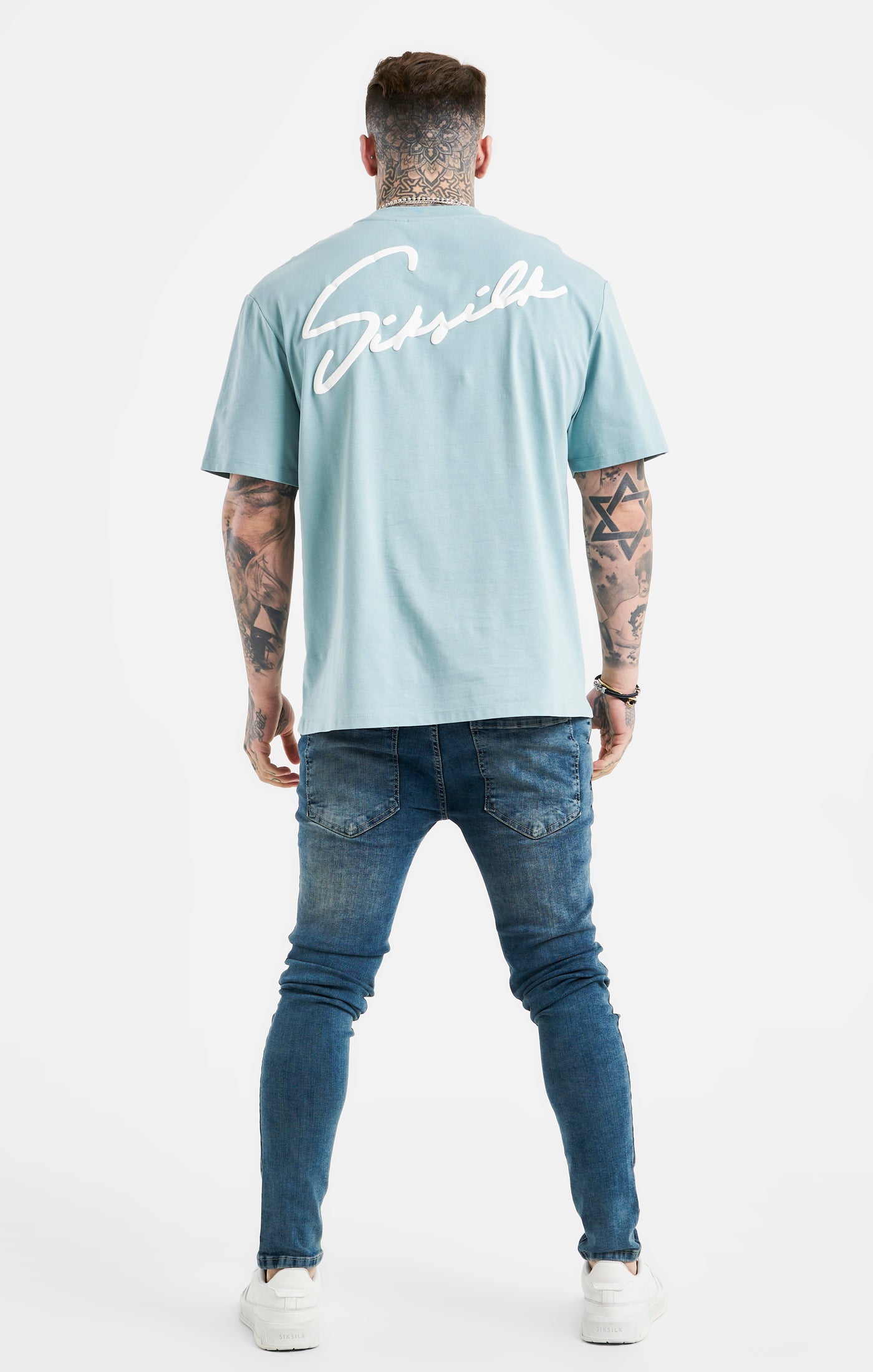 Load image into Gallery viewer, Blue Script Embroidery Oversized T-Shirt (4)
