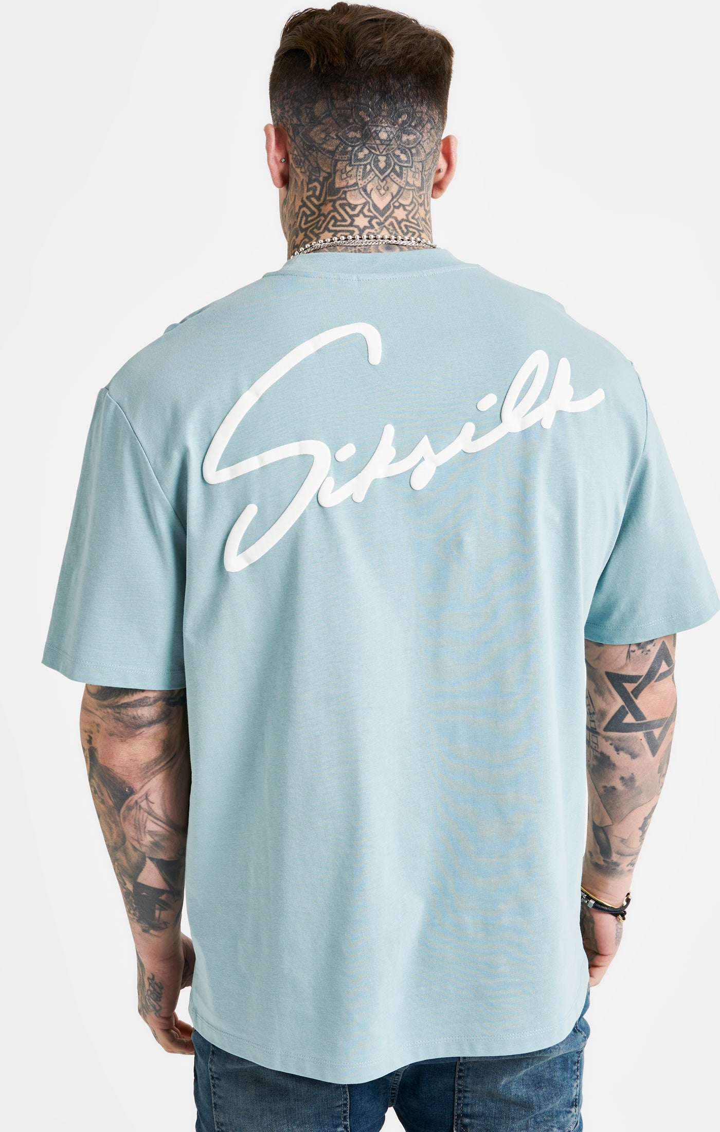Load image into Gallery viewer, Blue Script Embroidery Oversized T-Shirt (5)