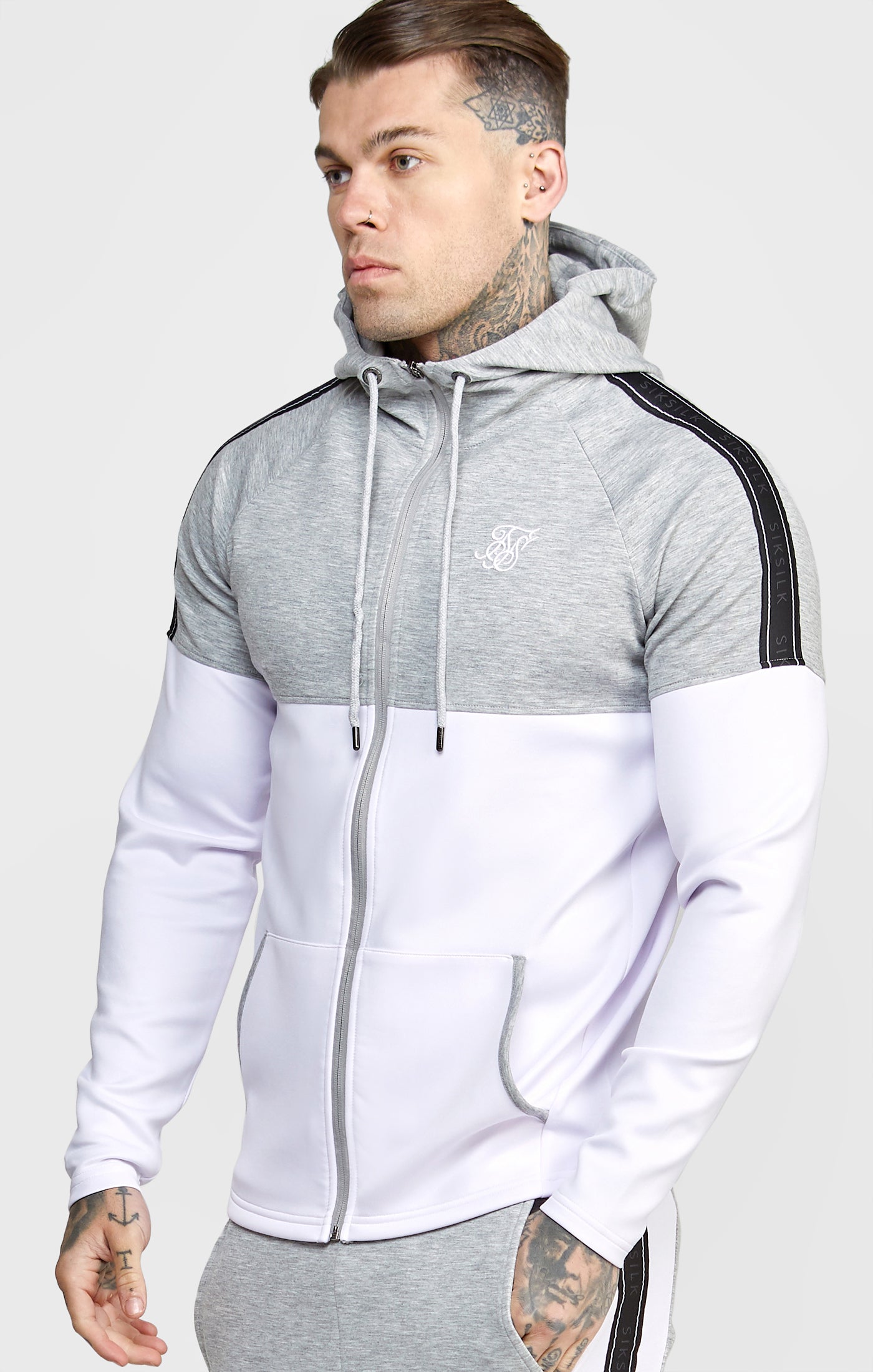 Load image into Gallery viewer, Grey Marl Zip Through Hoodie And Jogger Tracksuit Set (1)