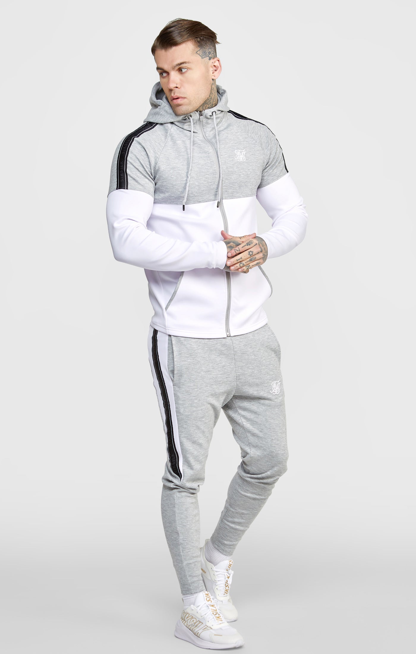 Load image into Gallery viewer, Grey Marl Zip Through Hoodie And Jogger Tracksuit Set (5)