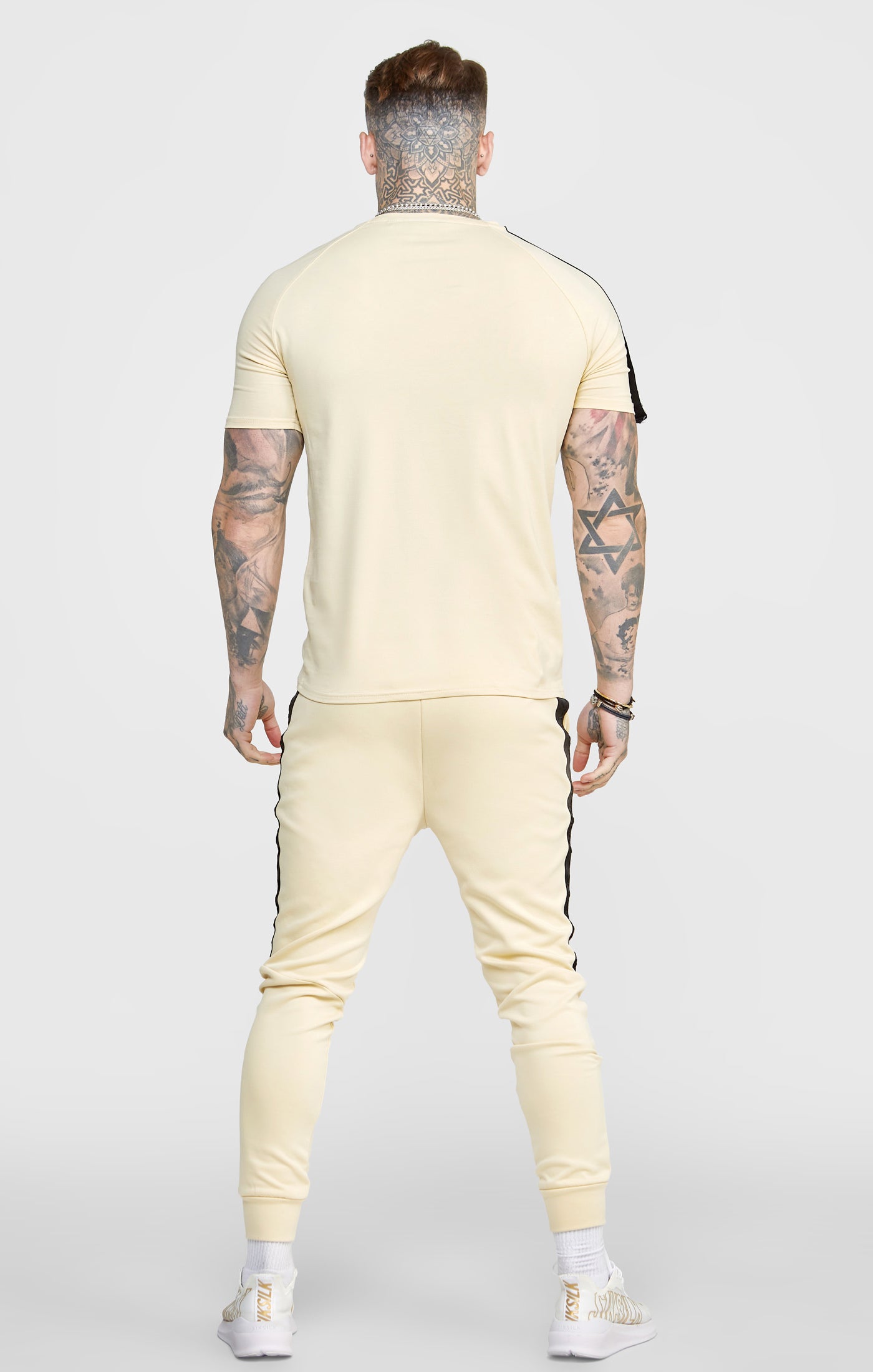 Load image into Gallery viewer, Beige Taped Muscle Fit T-Shirt (4)