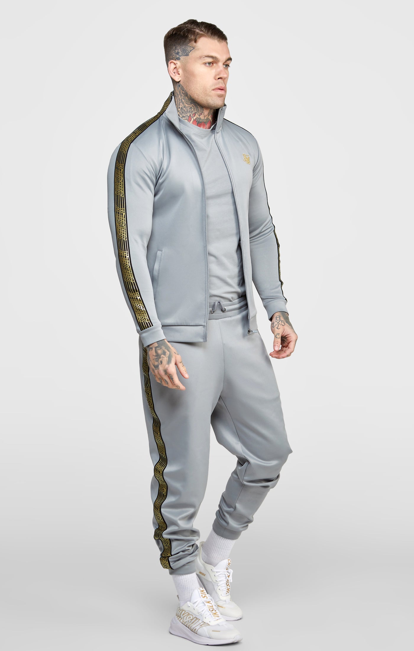 Load image into Gallery viewer, Grey Taped Track Top (2)