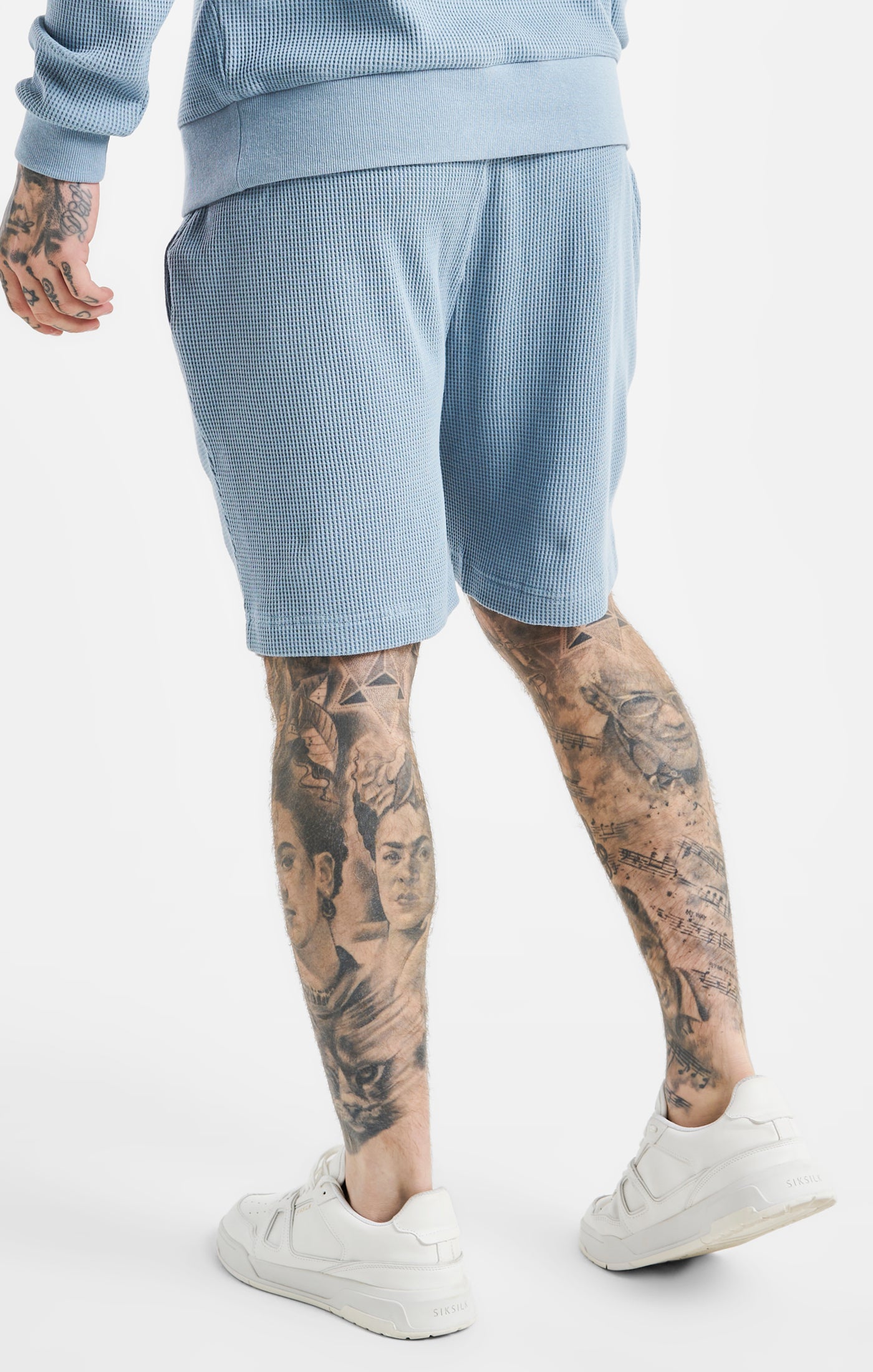 Load image into Gallery viewer, Blue Embroidered Waffle Texture Shorts (3)