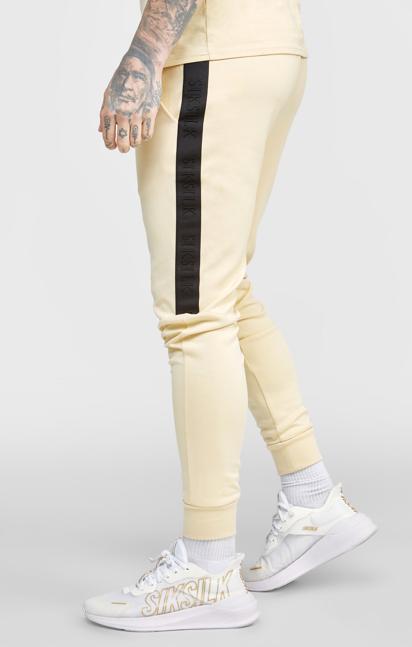 Load image into Gallery viewer, Beige Taped Cuffed Jogger (1)