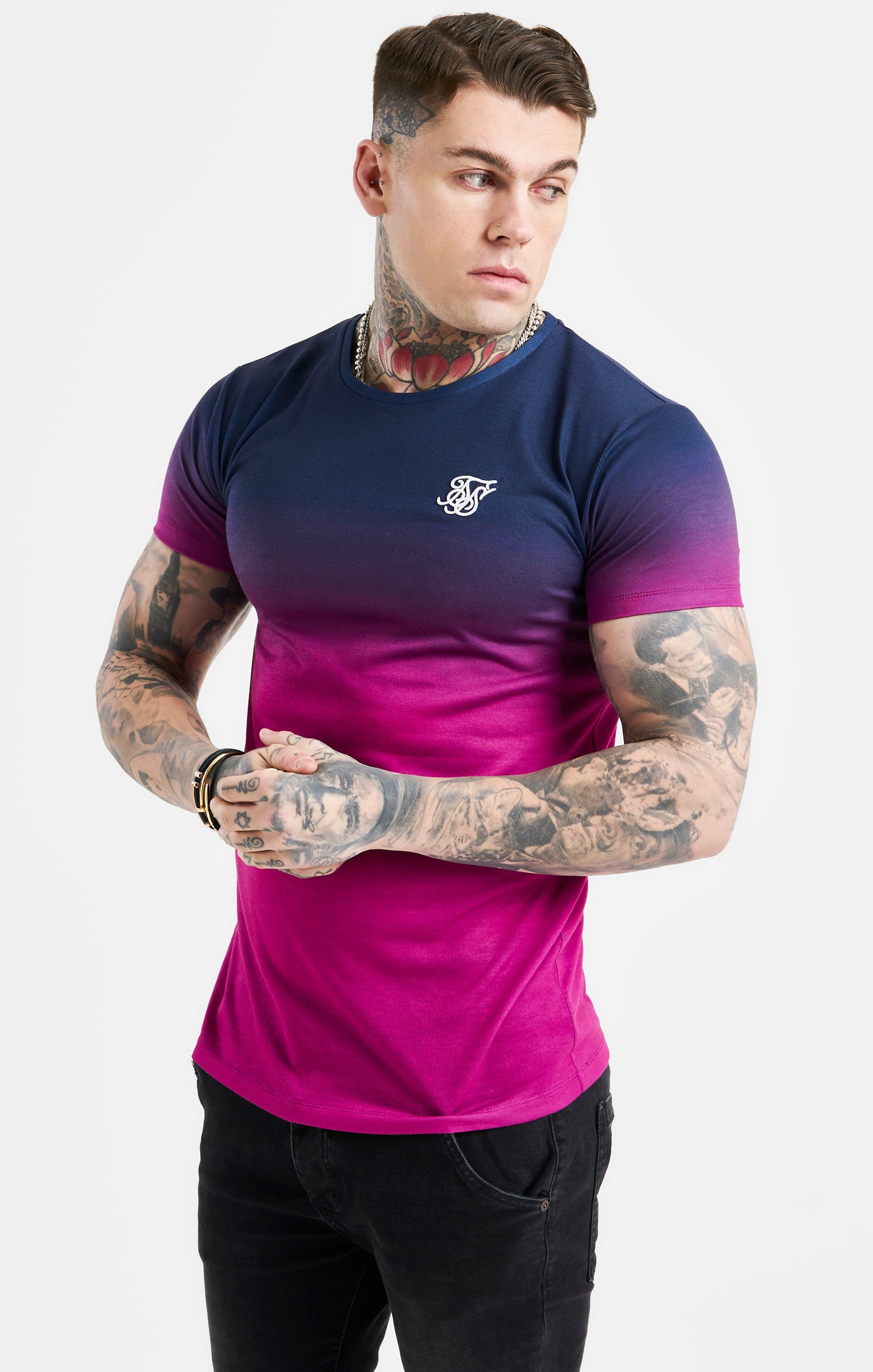 Load image into Gallery viewer, Navy Fade Muscle Fit T-Shirt
