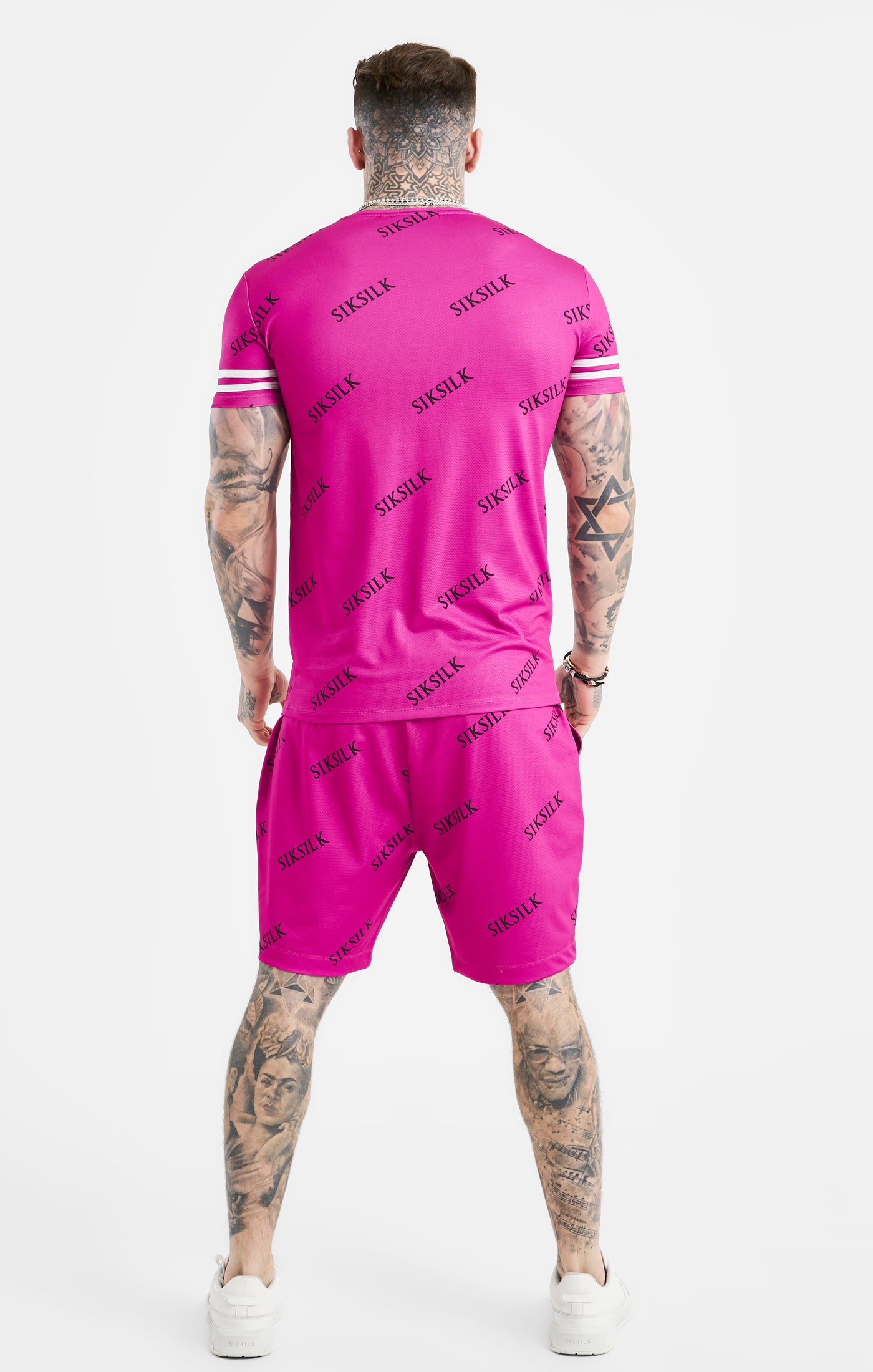 Load image into Gallery viewer, Pink Logo Muscle Fit T-Shirt And Short Set (1)