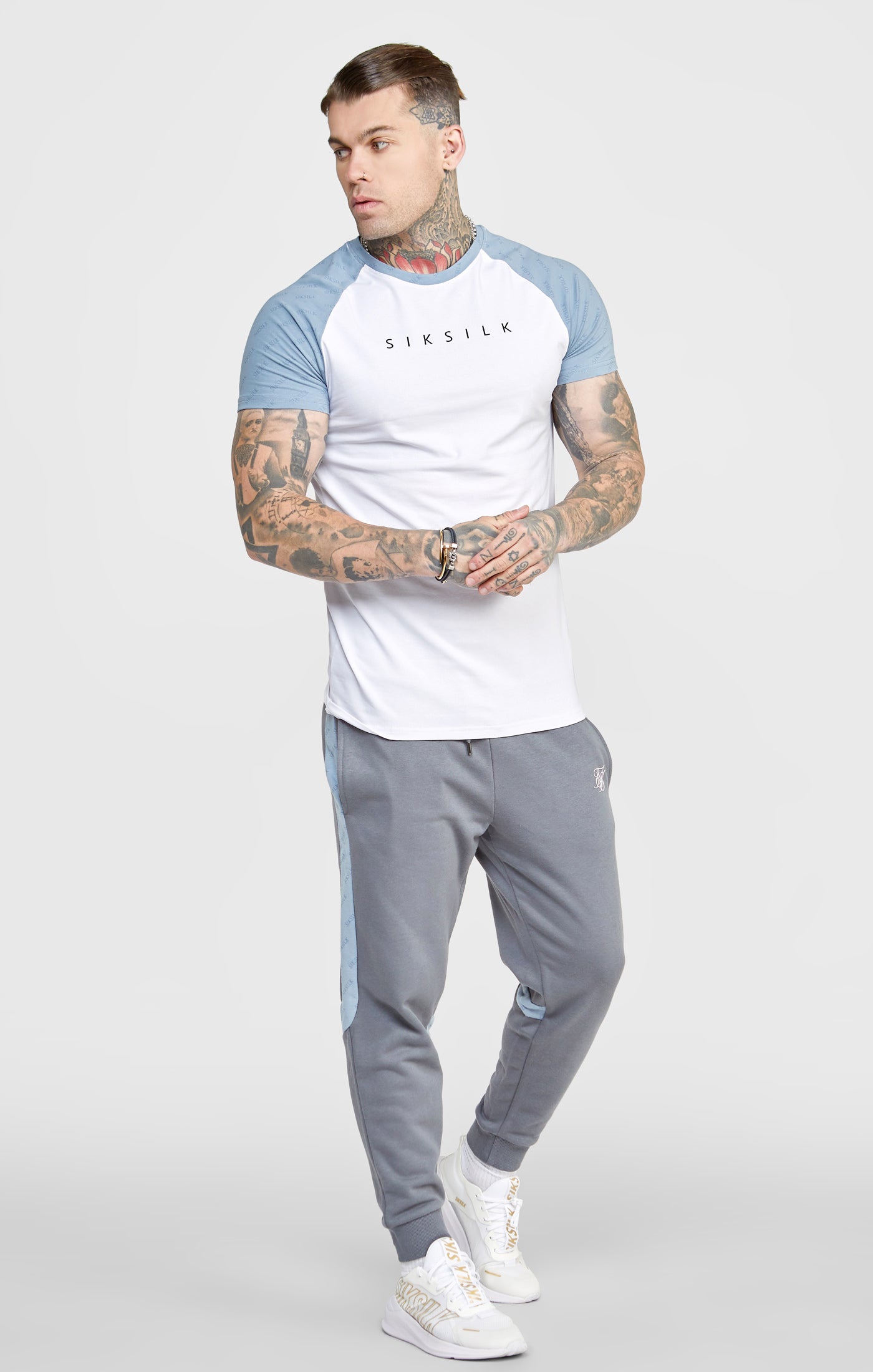 Load image into Gallery viewer, White Colour Block Muscle Fit T-Shirt (3)