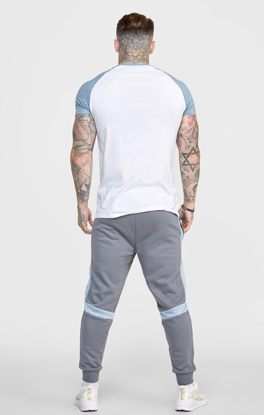 White Colour Block Muscle Fit T-Shirt