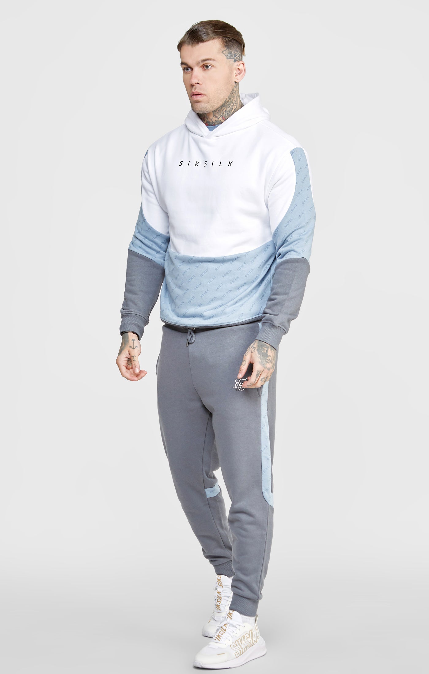 Load image into Gallery viewer, White Colour Block Relaxed Fit Hoodie (2)