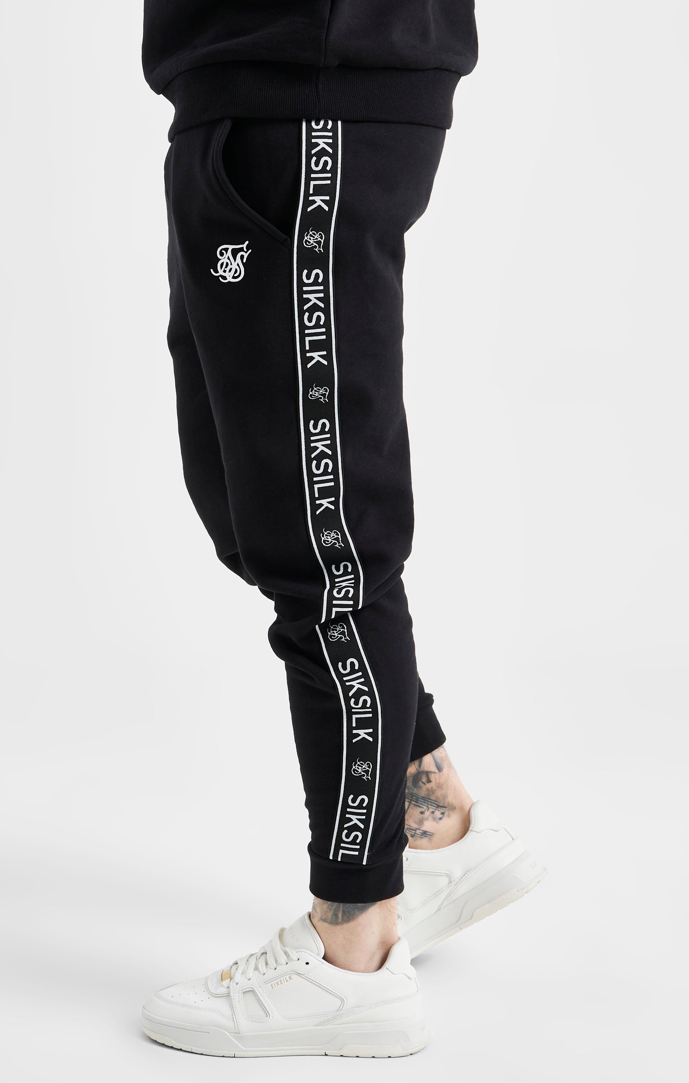 Load image into Gallery viewer, Black Taped Sweatshirt And Jogger Tracksuit Set (2)