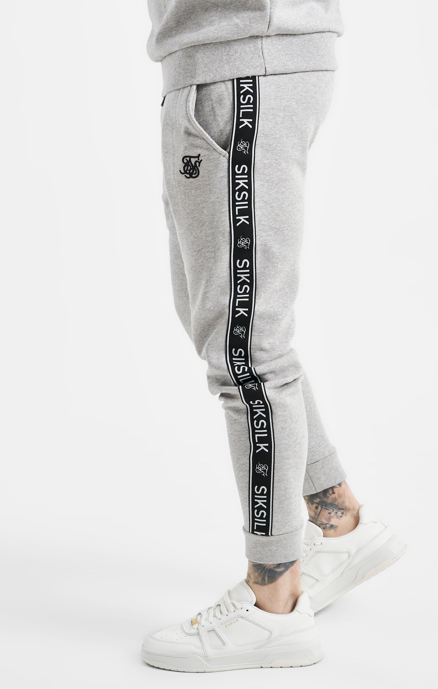 Load image into Gallery viewer, Grey Taped Sweatshirt And Jogger Tracksuit Set (8)