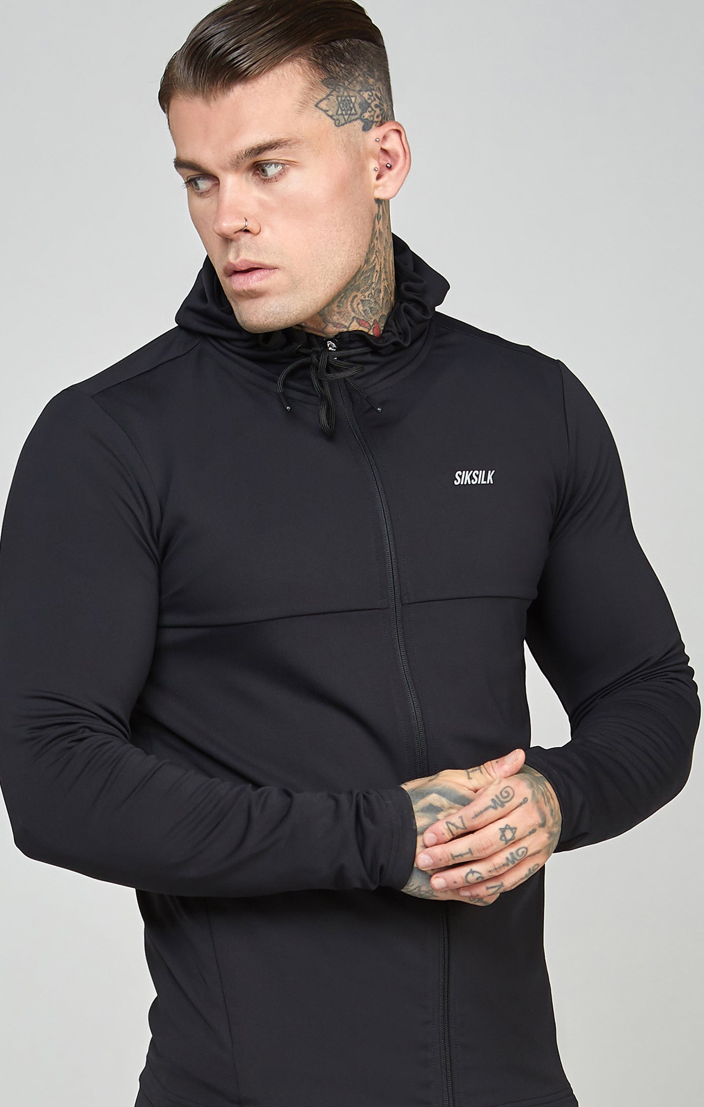 Load image into Gallery viewer, Black Sports Zip Through Muscle Fit Hoodie
