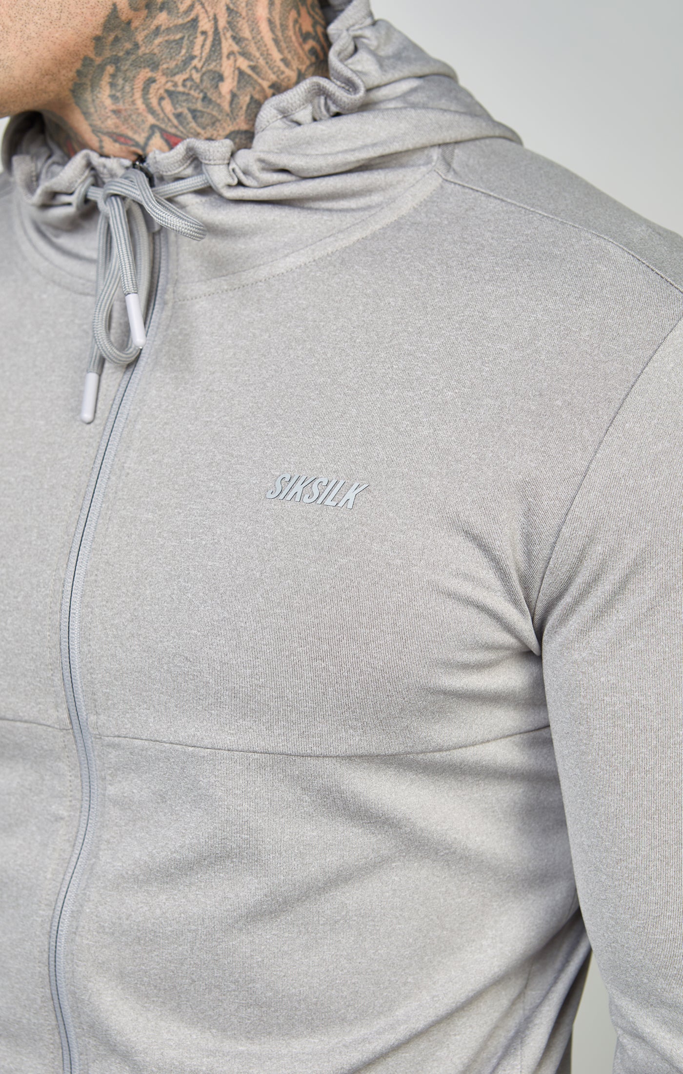 Load image into Gallery viewer, Grey Marl Sports Zip Through Muscle Fit Hoodie (2)