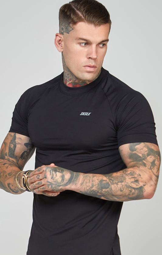 Black Sports Curved Hem Muscle Fit T-Shirt