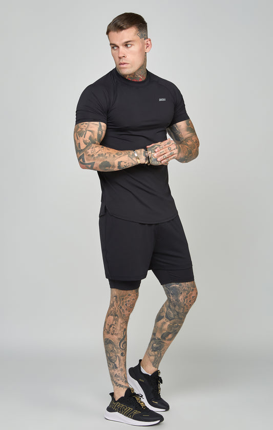 Black Sports Curved Hem Muscle Fit T-Shirt