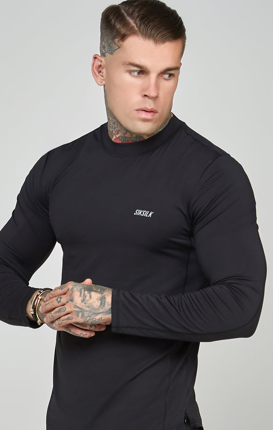 Black Sports Muscle Fit Long Sleeve Top