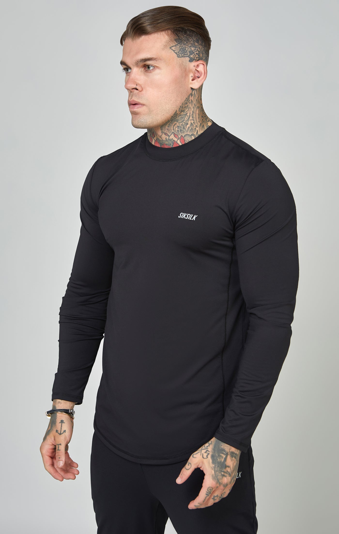 Load image into Gallery viewer, Black Sports Muscle Fit Long Sleeve Top (3)