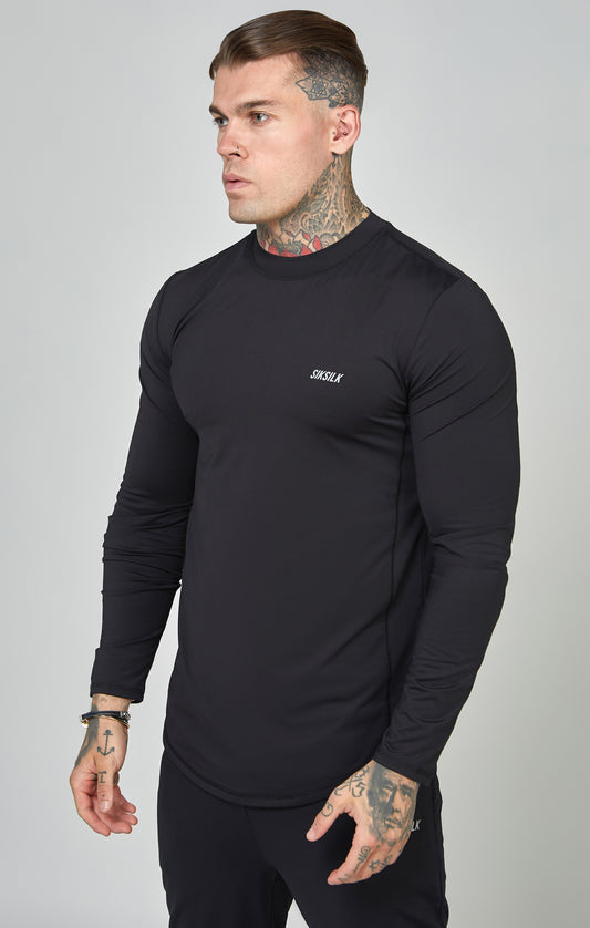Black Sports Muscle Fit Long Sleeve Top