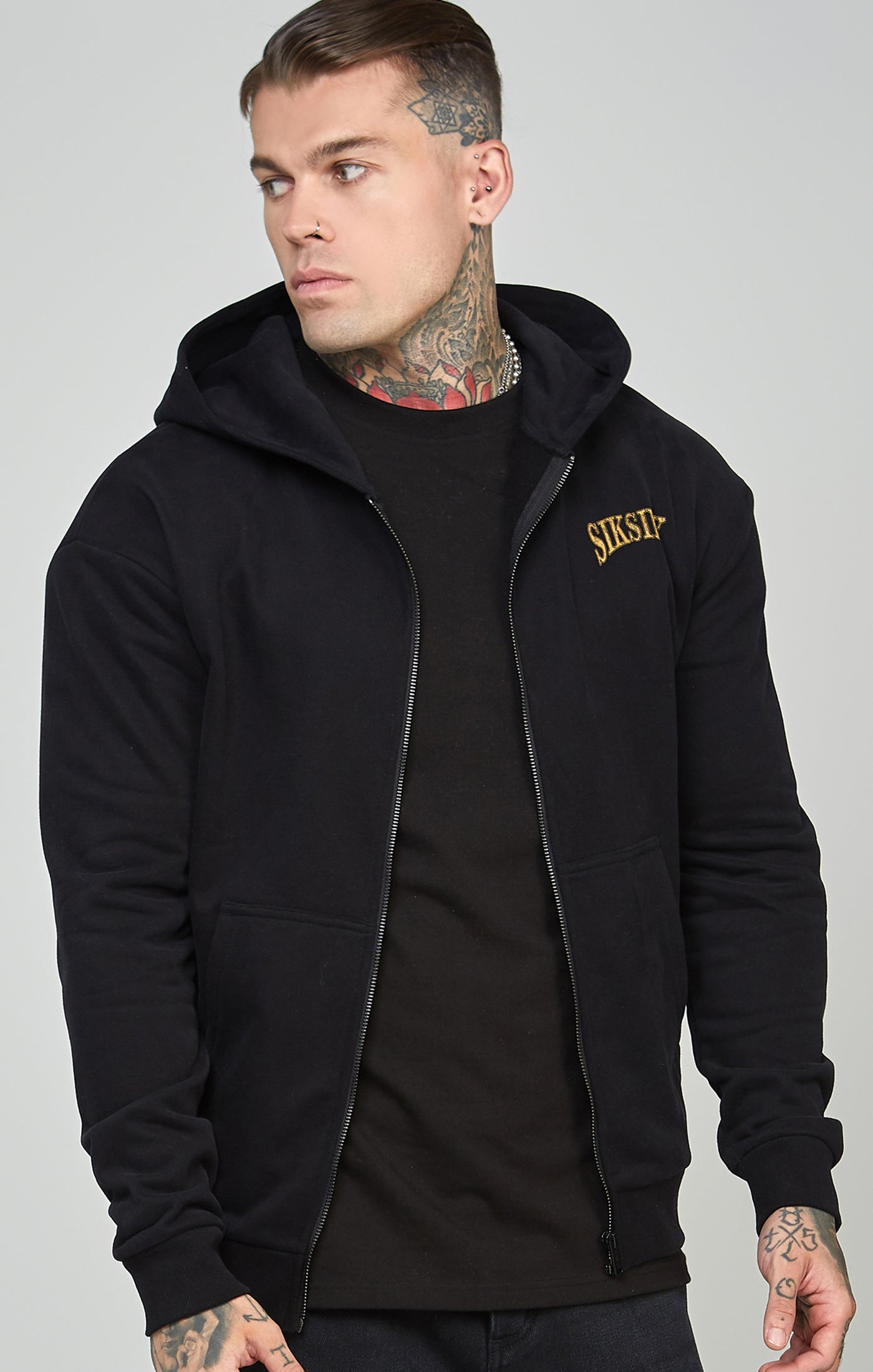 Load image into Gallery viewer, Oversized Crest Logo Zip Through Hoodie