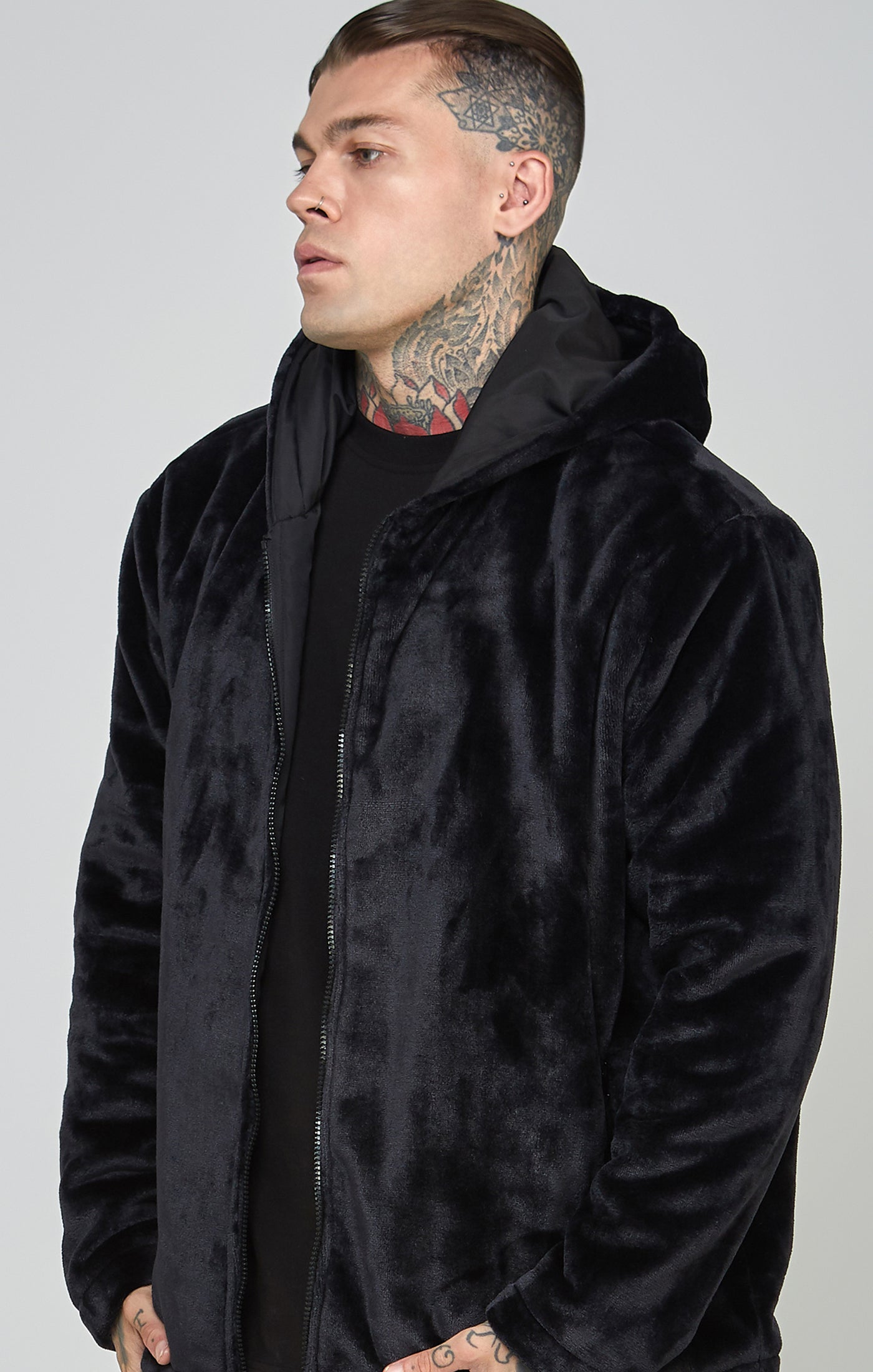 Load image into Gallery viewer, Branded Faux Fur Jacket