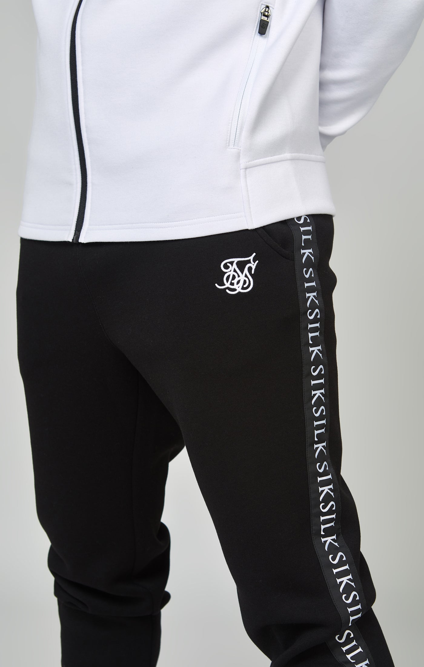 Load image into Gallery viewer, Black Taped Full Zip Top &amp; Jogger Set (3)