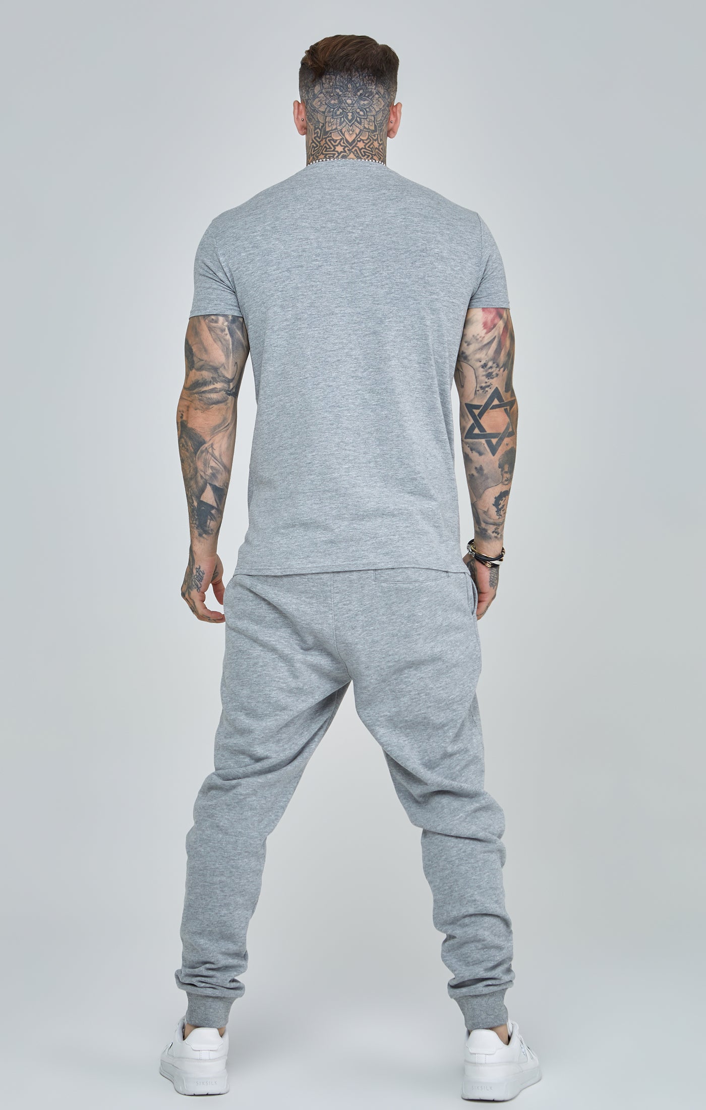 Load image into Gallery viewer, Grey Marl Essential Cuffed Joggers (4)