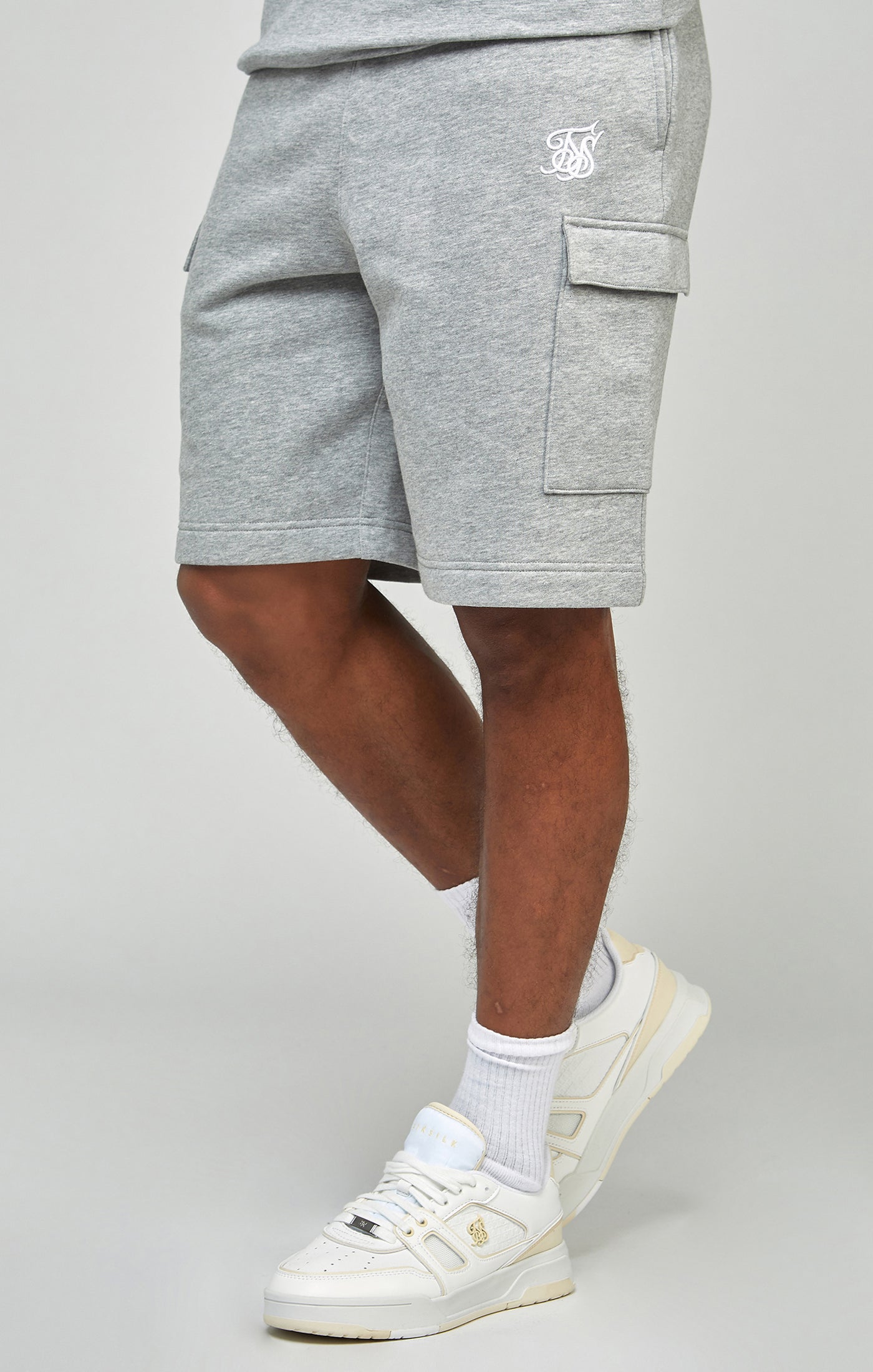Load image into Gallery viewer, Grey Marl Essential Cargo Fleece Shorts
