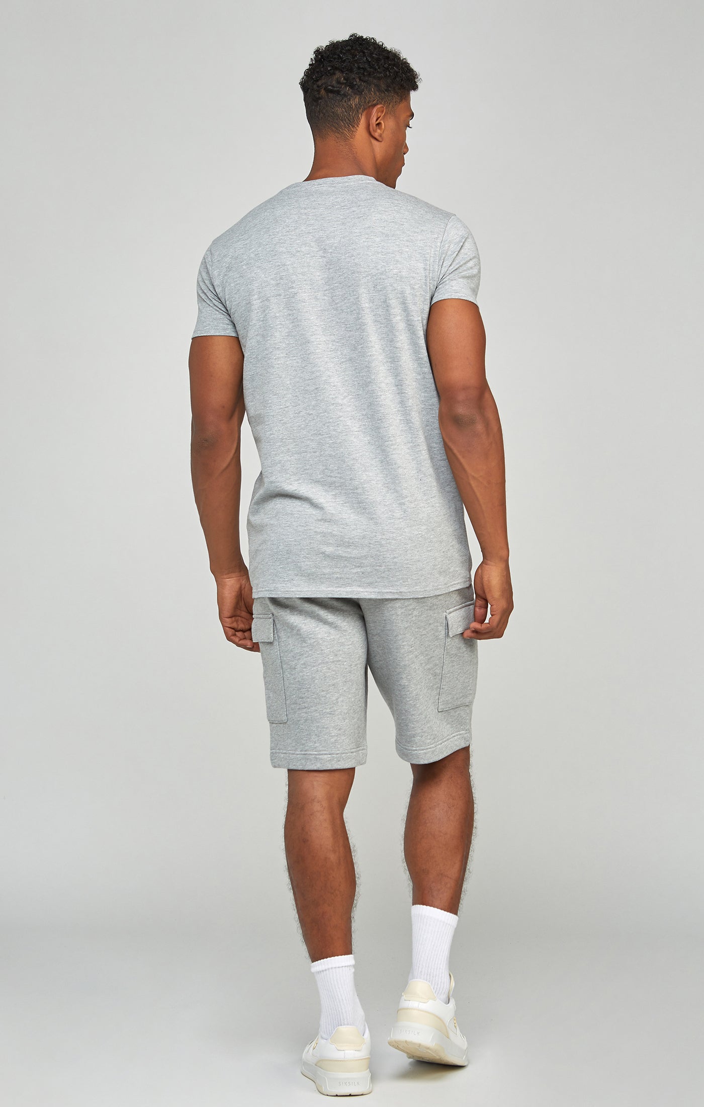 Load image into Gallery viewer, Grey Marl Essential Cargo Fleece Shorts (4)